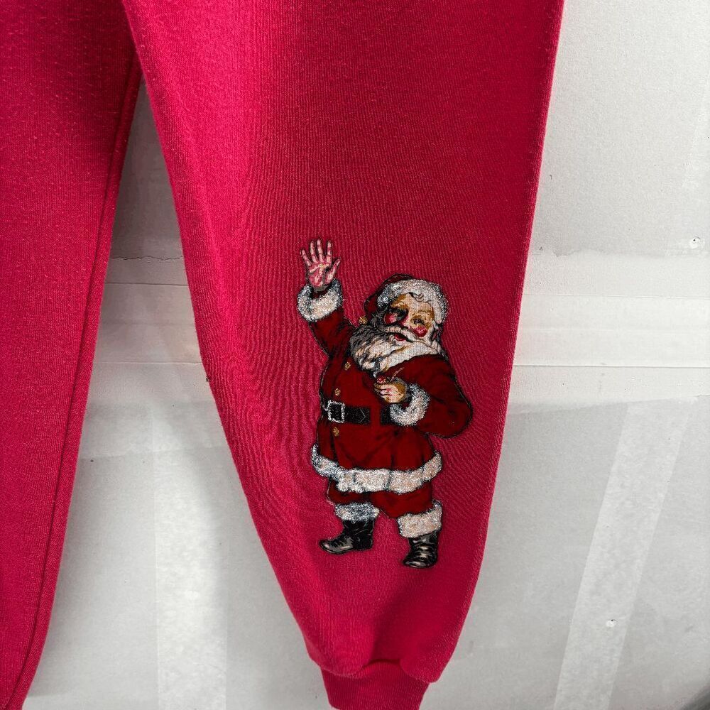 Vintage 90s Y2K Hanes Signature Santa Claus Pink Womens Medium Jogger Sweat Pant